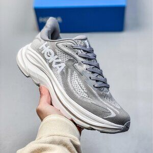 Hoka W Bondi 9 Grey Cushioned Running Shoes